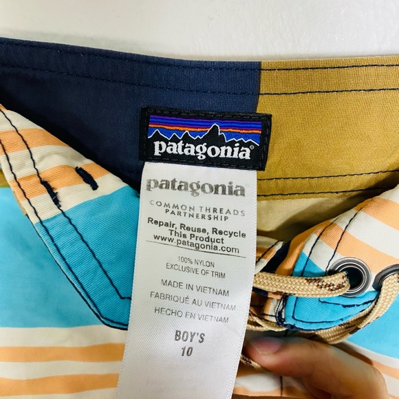 Patagonia Blue Orange Stripped  Shorts Beach Shorts  Size Boy’s 10 - Picture 7 of 7